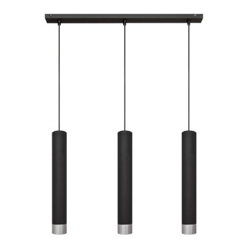 Lampadario LED a cavo TUBA 3xGU10/4,8W/230V nero/cromo lucido