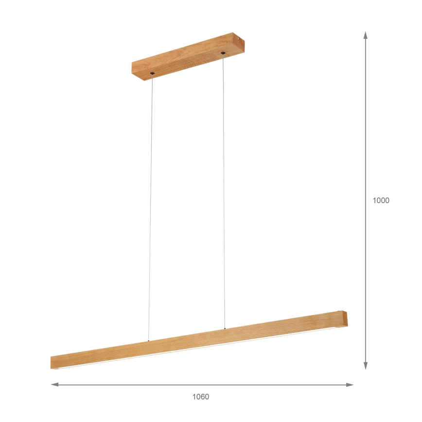 Lampadario LED a cavo VERDE LED/18W/230V 3000K 106 cm rovere
