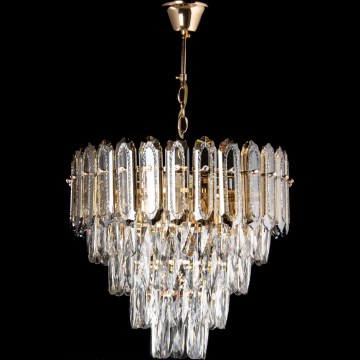 Lampadario LED a sospensione con catena, 7x E27/60W/230V + 4x LED/6W, Ø 40 cm, finitura dorata