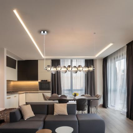 Lampadario LED a sospensione con cavo BOLLA LED/32W/230V cromo lucido/grigio fumé