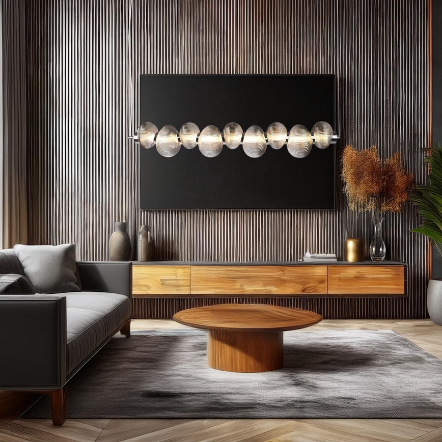 Lampadario LED a sospensione con cavo BOLLA LED/32W/230V cromo lucido/grigio fumé