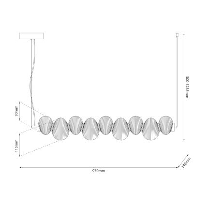 Lampadario LED a sospensione con cavo BOLLA LED/32W/230V cromo lucido/grigio fumé