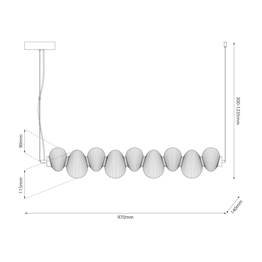 Lampadario LED a sospensione con cavo BOLLA LED/32W/230V cromo lucido/grigio fumé