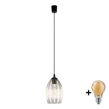 Lampadario LED a sospensione con cavo LIZA 1xE27/15W/230V nero/oro
