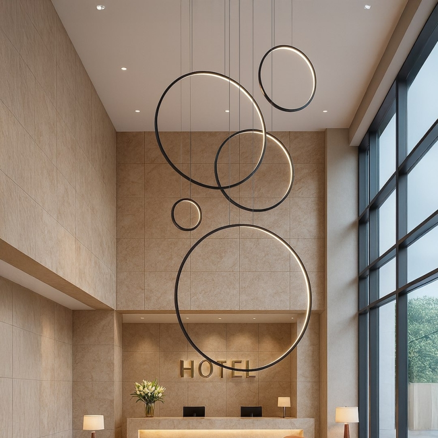 Lampadario LED a sospensione con cavo SATURNO LED/100W/230V nero