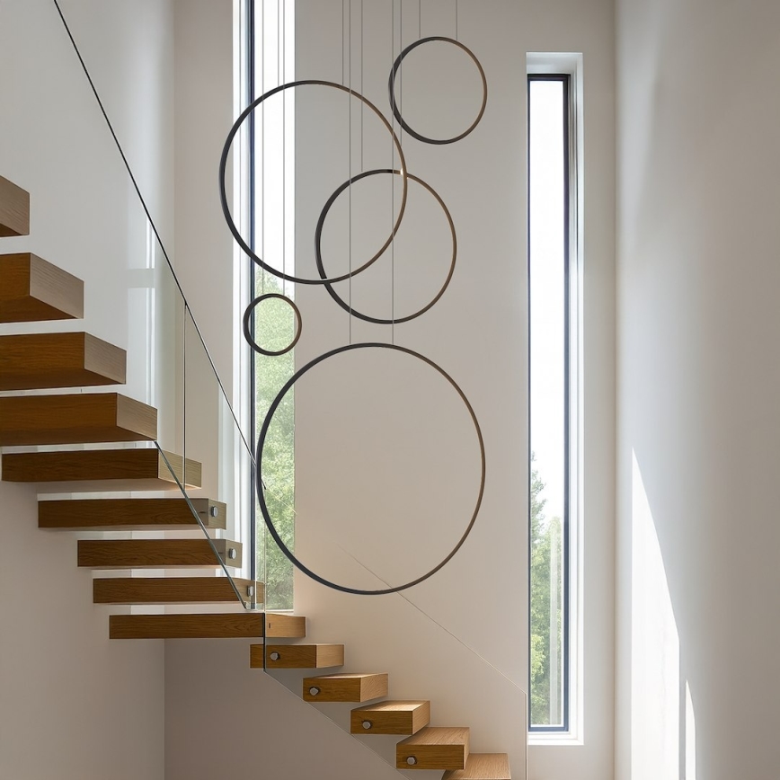 Lampadario LED a sospensione con cavo SATURNO LED/100W/230V nero