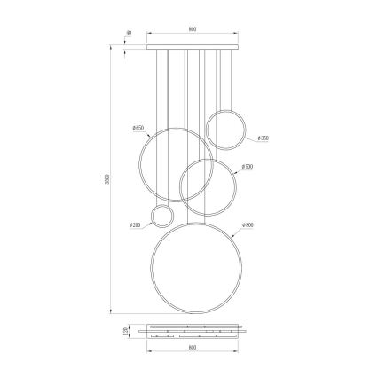 Lampadario LED a sospensione con cavo SATURNO LED/100W/230V nero