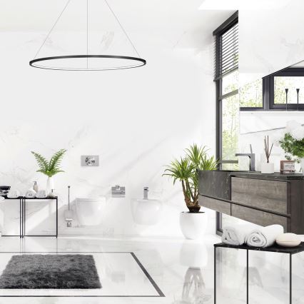 Lampadario LED a sospensione con cavo SATURNO LED/65W/230V Ø 120 cm IP44 nero