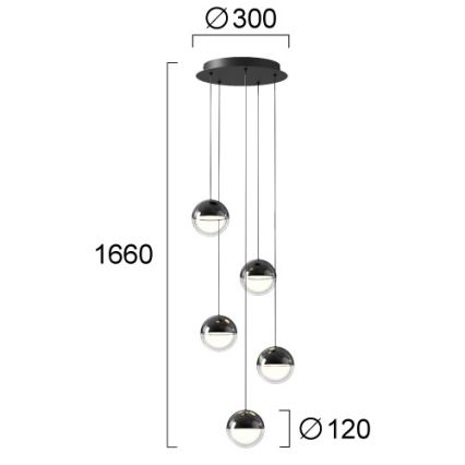 Lampadario LED a sospensione con cavo ZIREA LED/30W/230V nero
