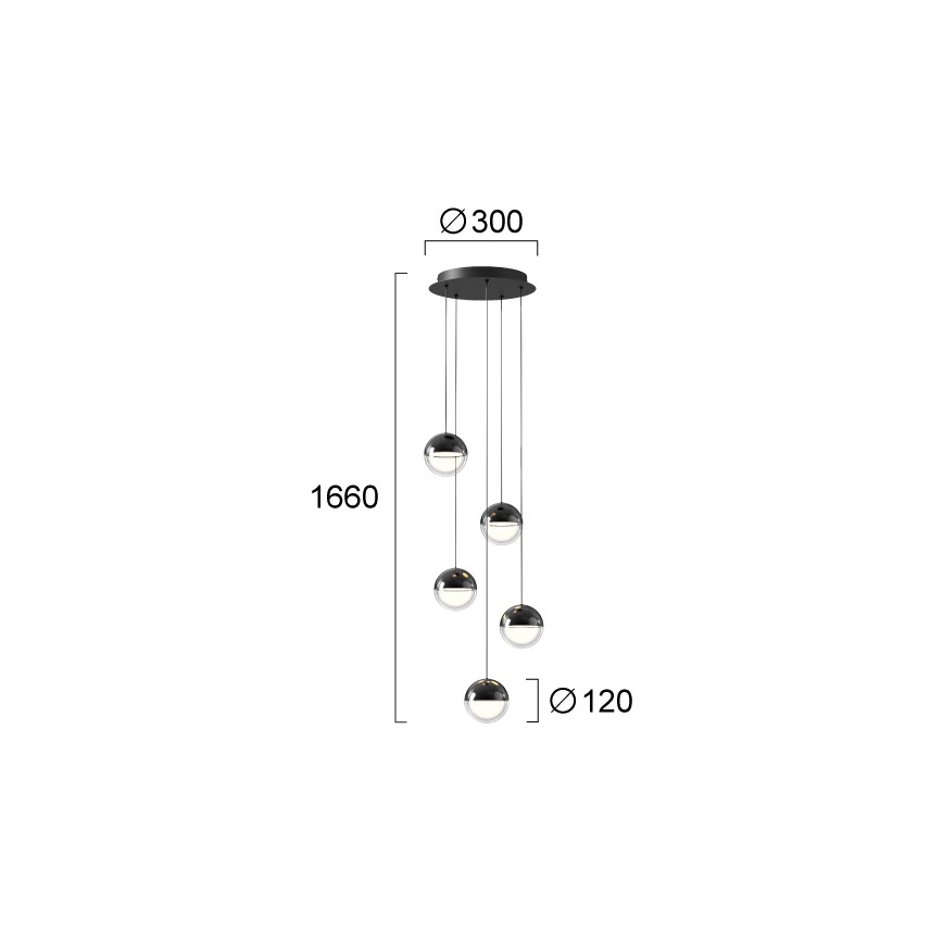 Lampadario LED a sospensione con cavo ZIREA LED/30W/230V nero