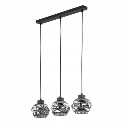 Lampadario LED a sospensione con cavo ZULIA 3xE27/15W/230V nero/nero fumé