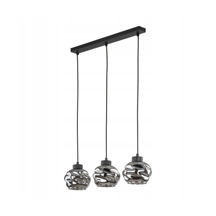 Lampadario LED a sospensione con cavo ZULIA 3xE27/15W/230V nero/nero fumé