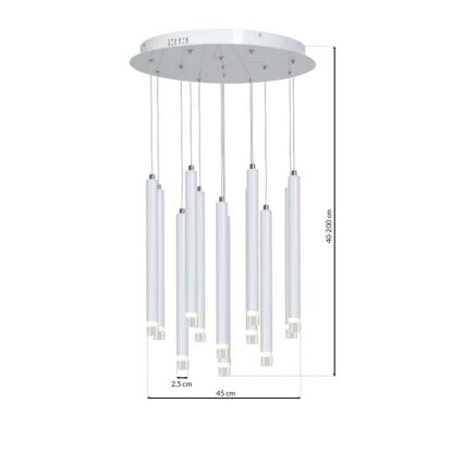 Lampadario LED a sospensione con filo ALBA 12xLED/1W/230V bianco