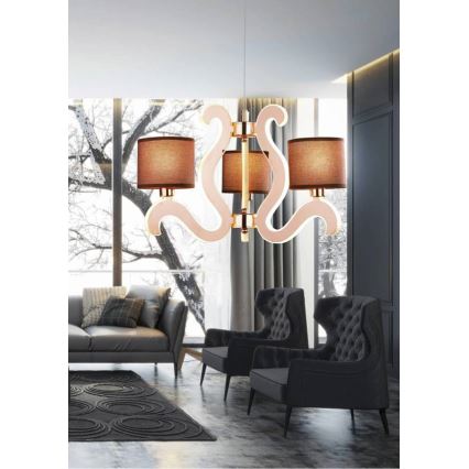 Lampadario LED a sospensione con filo AMBROSIA 3xE14/40W/230V + LED/18,4W rame