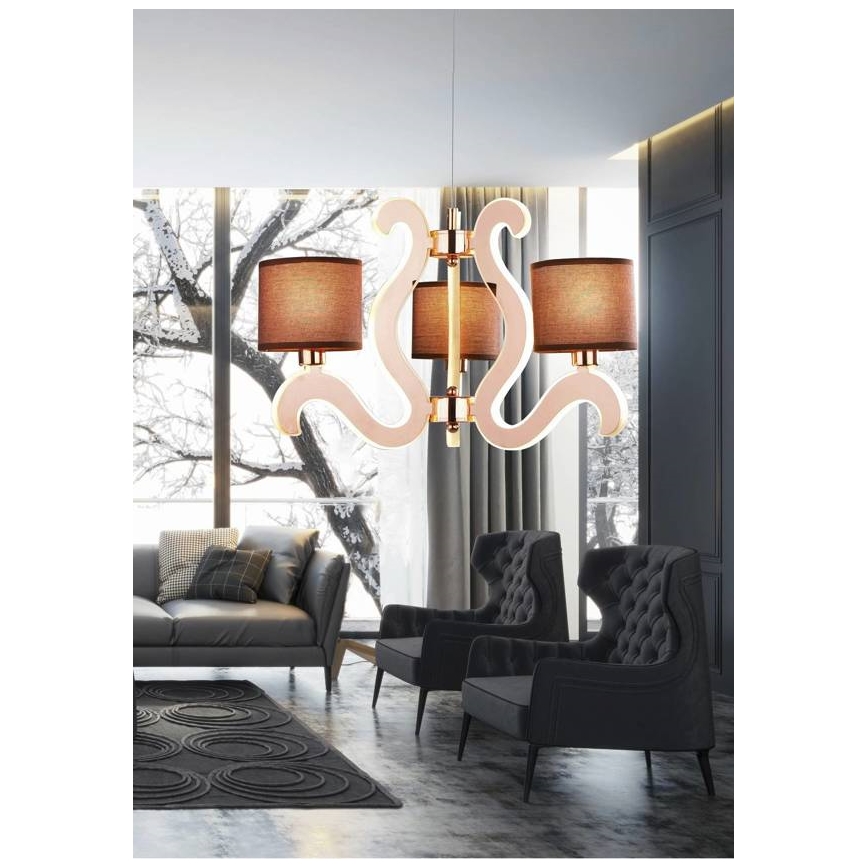 Lampadario LED a sospensione con filo AMBROSIA 3xE14/40W/230V + LED/18,4W rame