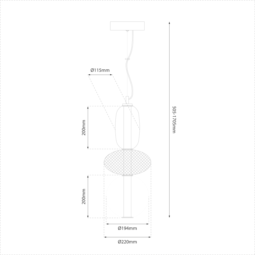 Lampadario LED a sospensione con filo ARAME LED/23W/230V diametro 22 cm nero