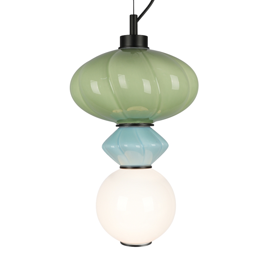Lampadario LED a sospensione con filo ASCOLI LED/8W/230V diametro 20 cm verde/blu