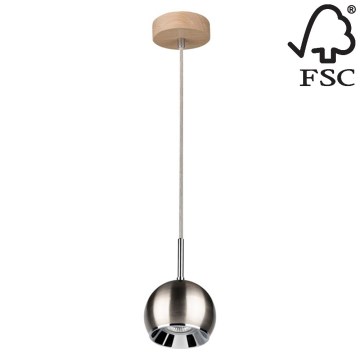 Lampadario LED a sospensione con filo BALL WOOD 1xGU10/5W/230V quercia opaco - certificato FSC