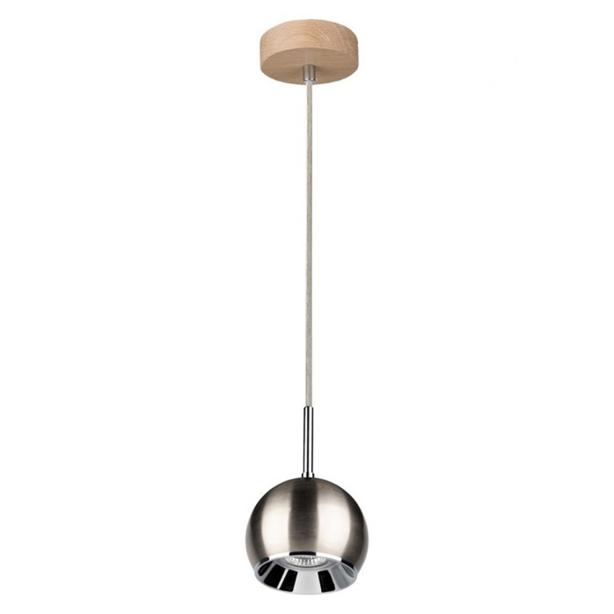 Lampadario LED a sospensione con filo BALL WOOD 1xGU10/5W/230V quercia opaco