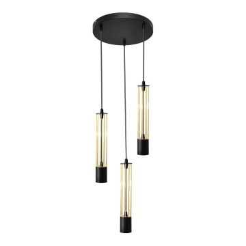Lampadario LED a sospensione con filo BARS 3xGU10/4,8W/230V nero/oro