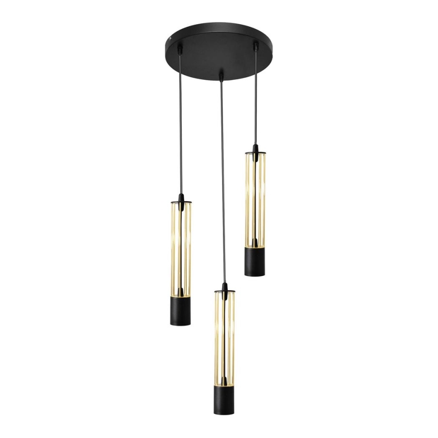 Lampadario LED a sospensione con filo BARS 3xGU10/4,8W/230V nero/oro