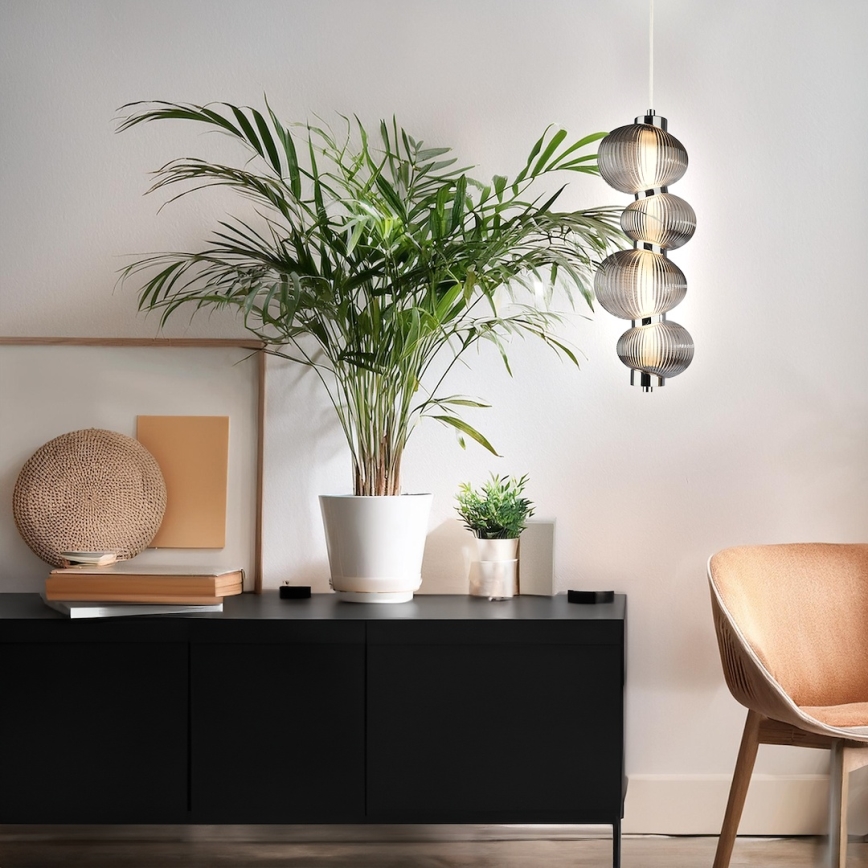 Lampadario LED a sospensione con filo BOLLA LED/17W/230V diametro 16 cm cromo lucido/fumé