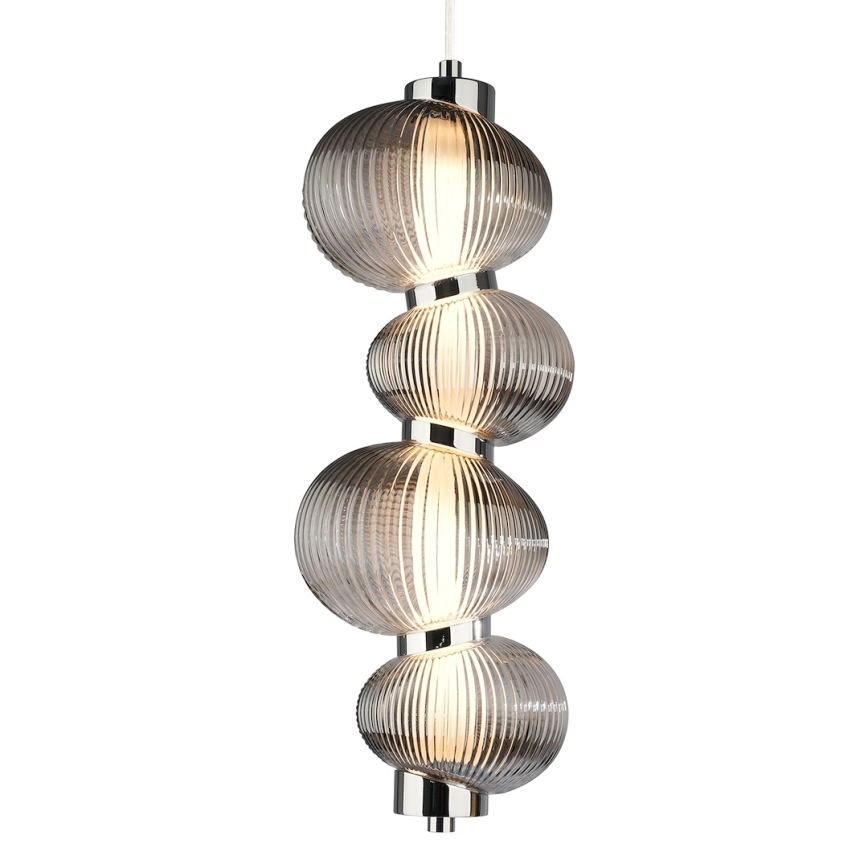 Lampadario LED a sospensione con filo BOLLA LED/17W/230V diametro 16 cm cromo lucido/fumé