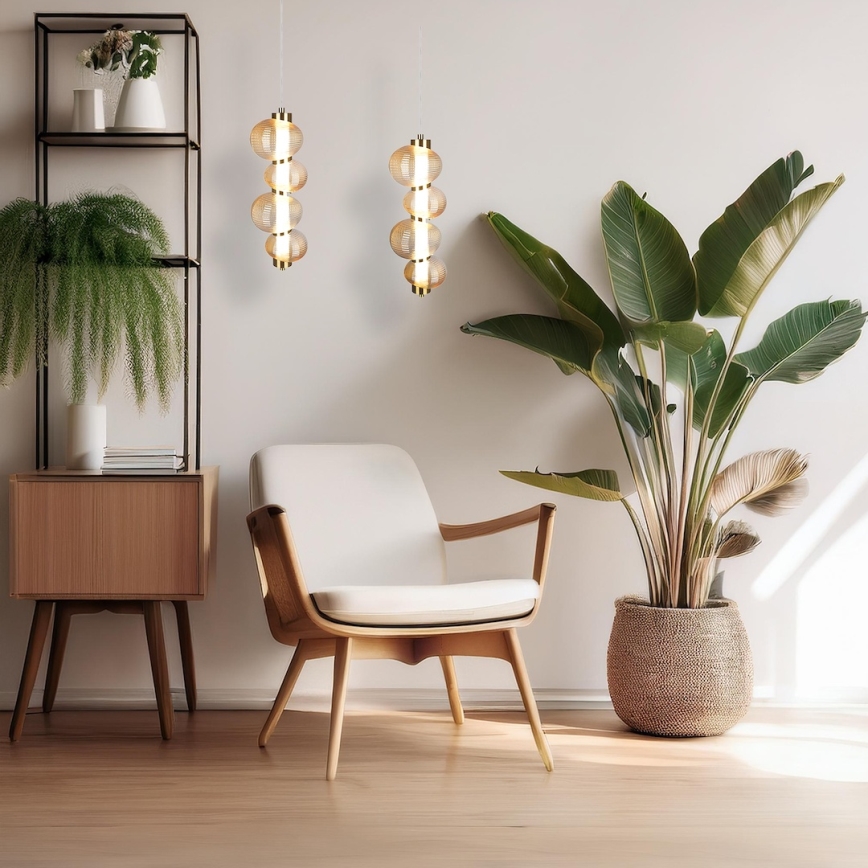 Lampadario LED a sospensione con filo BOLLA LED/17W/230V diametro 16 cm oro/fumé