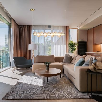 Lampadario LED a sospensione con filo BOLLA LED/32W/230V oro/fumé