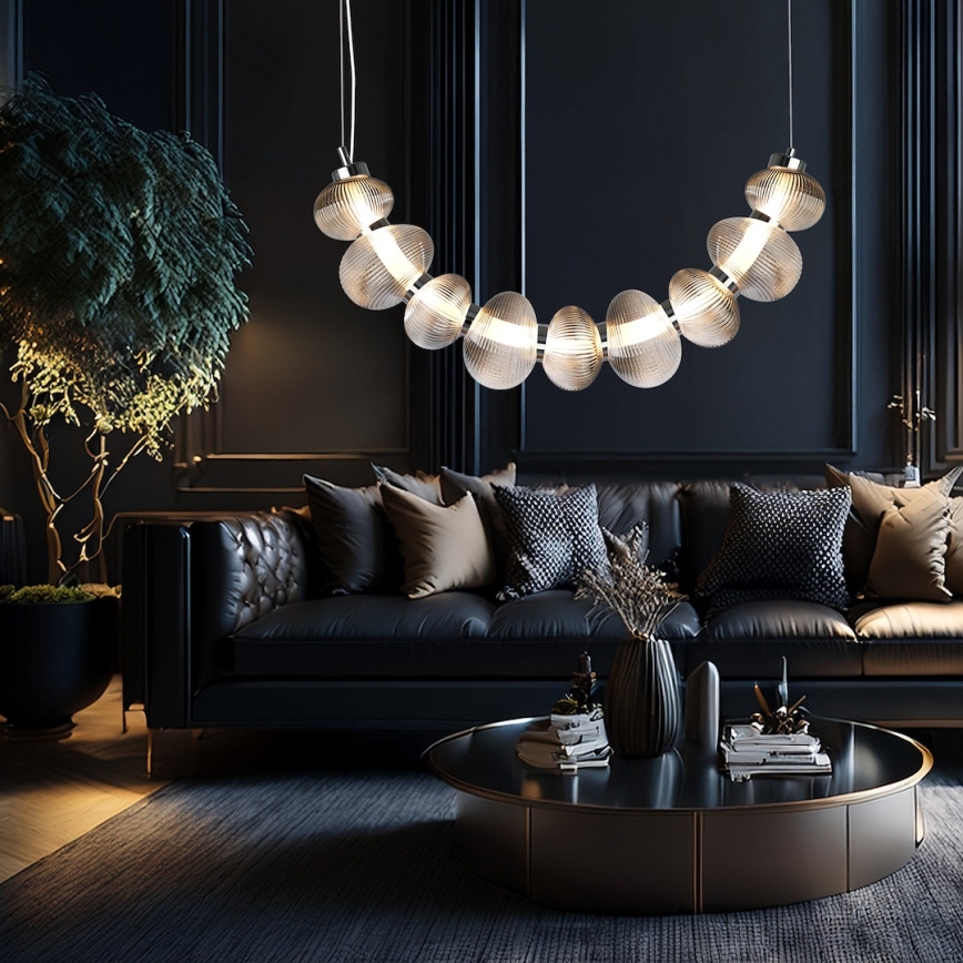 Lampadario LED a sospensione con filo BOLLA LED/36W/230V cromo lucido/fumé