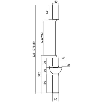 Lampadario LED a sospensione con filo CAMPO LED/19W/230V