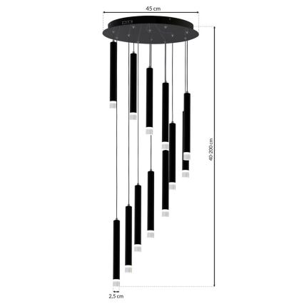 Lampadario LED a sospensione con filo CARBON 12xLED/12W/230V