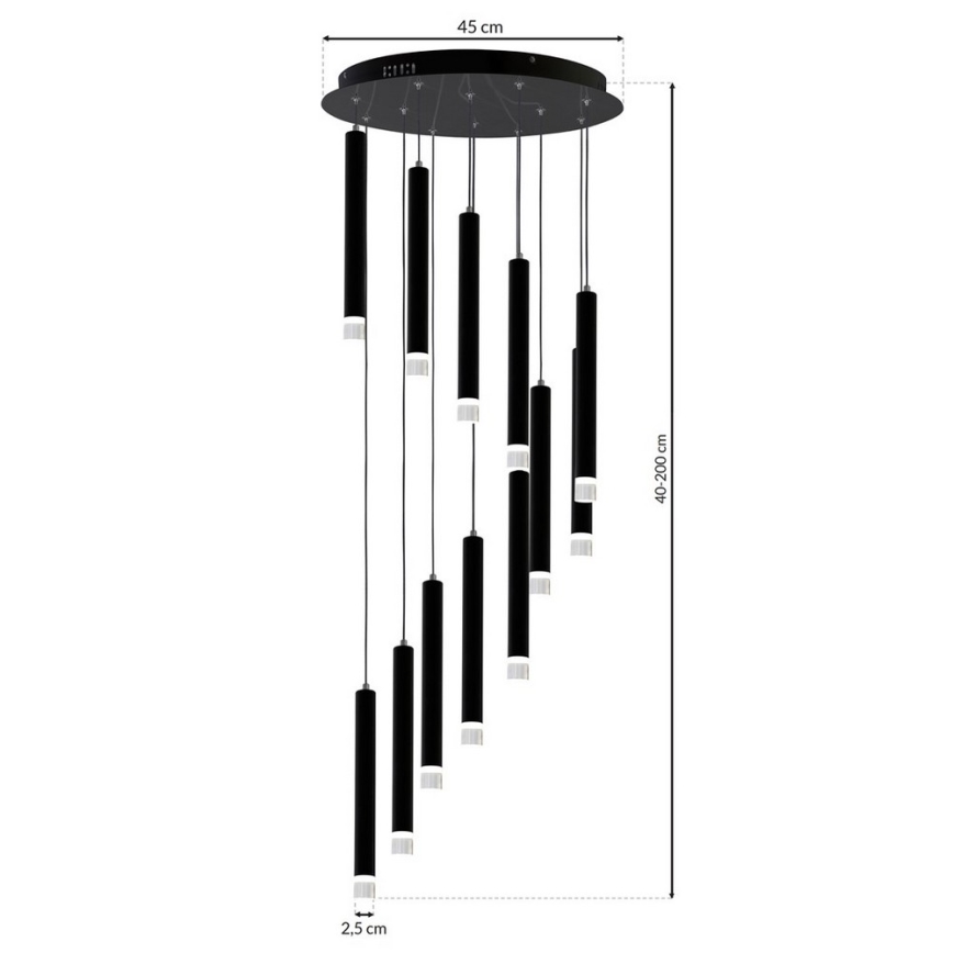 Lampadario LED a sospensione con filo CARBON 12xLED/12W/230V