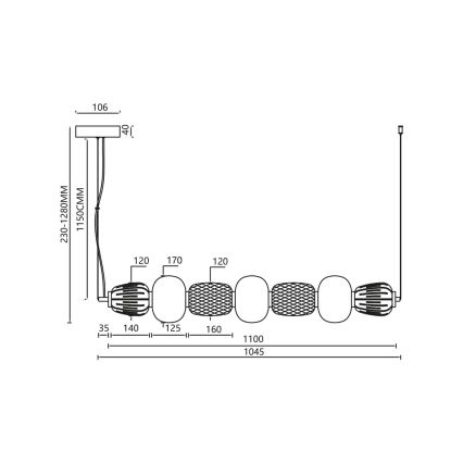 Lampadario LED a sospensione con filo CARO LED/42W/230V cromo lucido