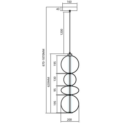 Lampadario LED a sospensione con filo DAPHNE LED/36W/230V oro