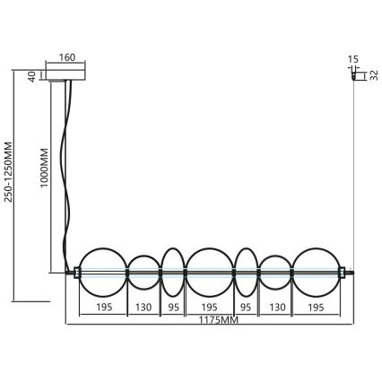 Lampadario LED a sospensione con filo DAPHNE LED/40W/230V oro