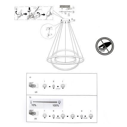 Leuchten Direkt 11526-55 - Lampadario LED a sospensione con filo dimmerabile CIRCLE 1xLED/13,5W/230V + LED/19,5W + LED/24W