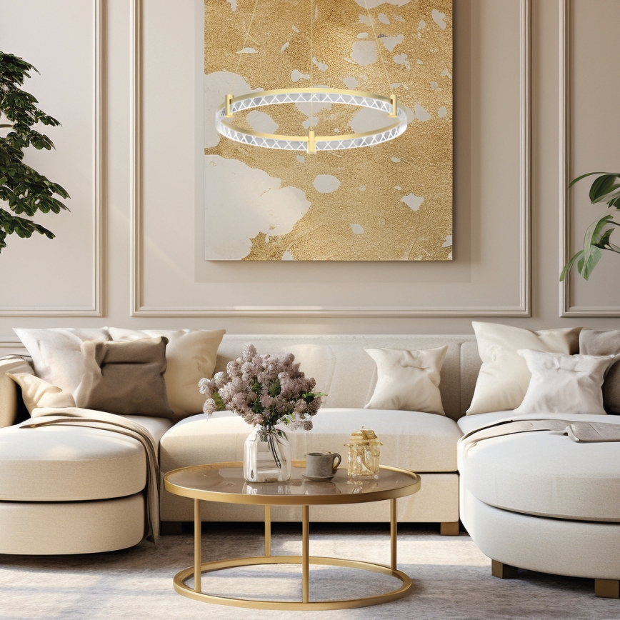 Lampadario LED a sospensione con filo ELEGANCE LED/36W/230V diametro 60 cm oro