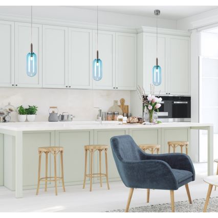 Lampadario LED a sospensione con filo FIUGGI LED/6W/230V blu