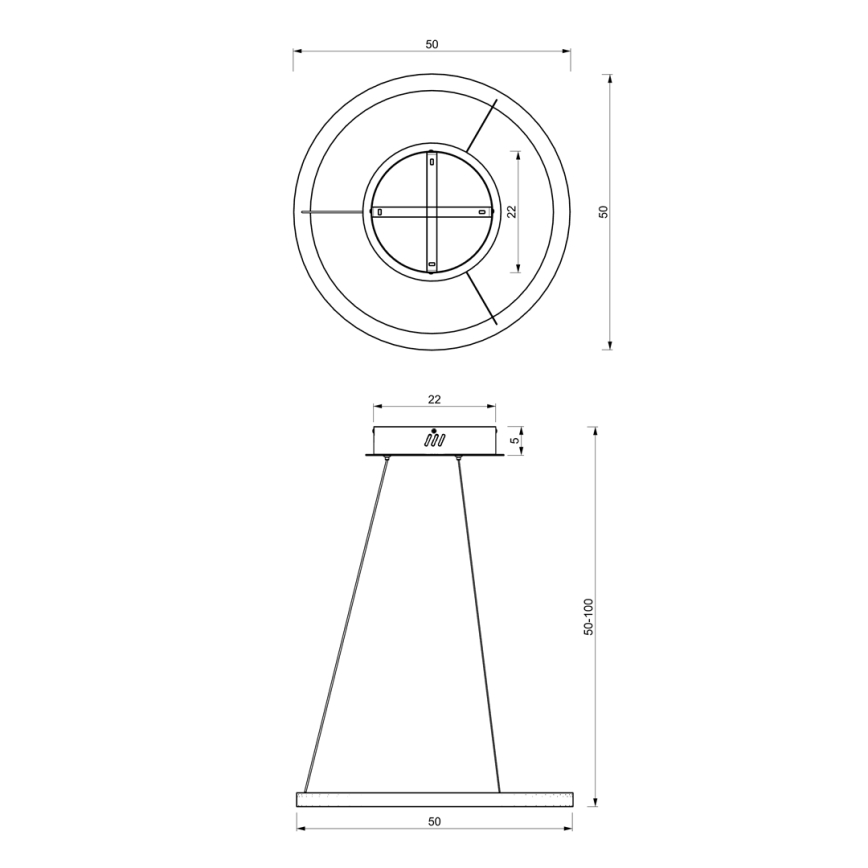 Lampadario LED a sospensione con filo GALAXIA LED/26W/230V nero