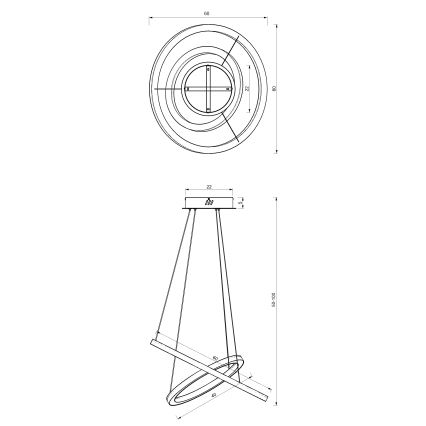 Lampadario LED a sospensione con filo GALAXIA LED/46W/230V oro