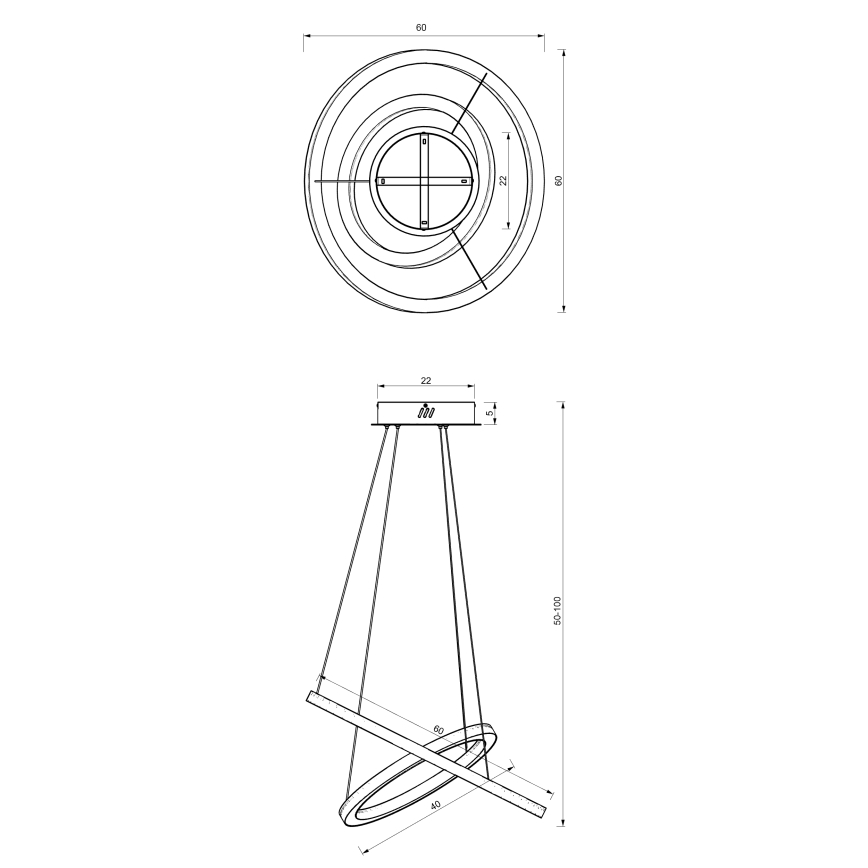 Lampadario LED a sospensione con filo GALAXIA LED/46W/230V oro