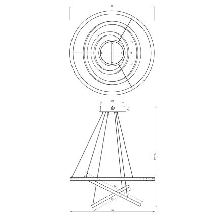 Lampadario LED a sospensione con filo GALAXIA LED/85W/230V nero