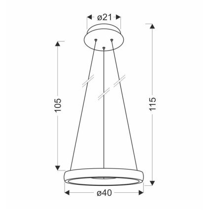Lampadario LED a sospensione con filo HASHIM LED/22W/230V diametro 40 cm rame