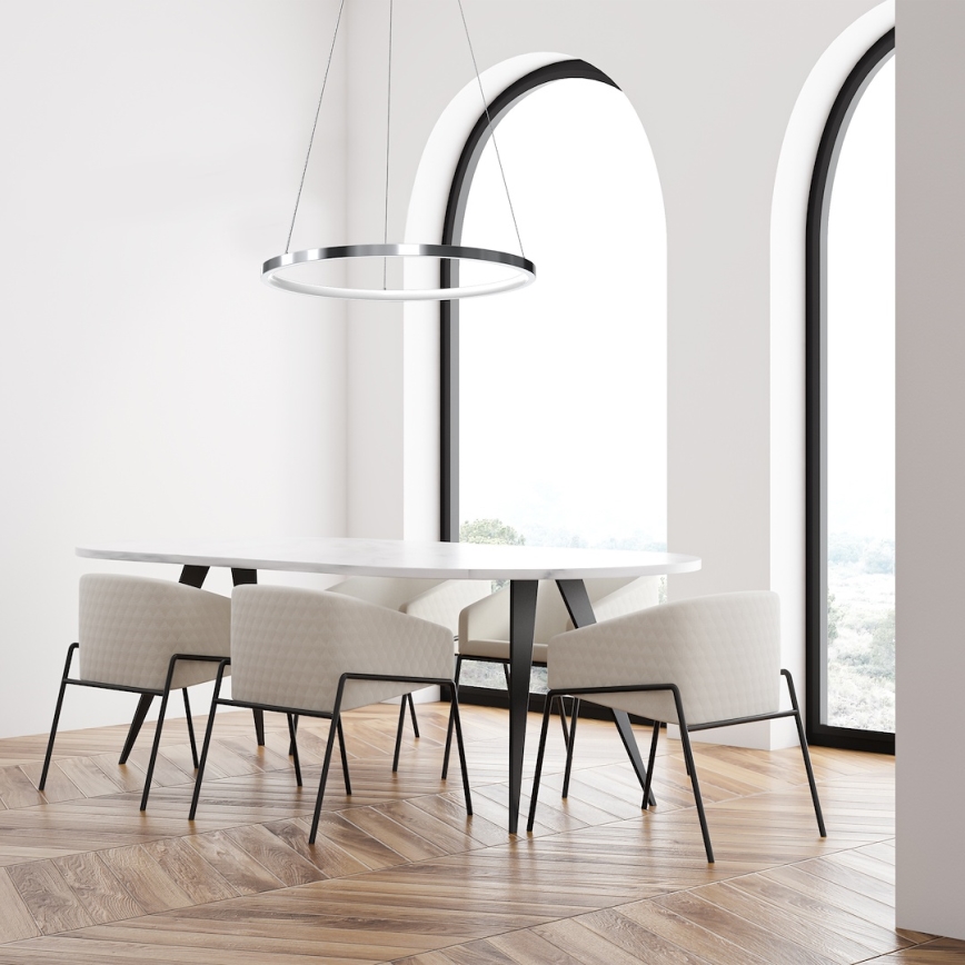 Lampadario LED a sospensione con filo HOOP LED/27W/230V diametro 50 cm 4000K cromo lucido
