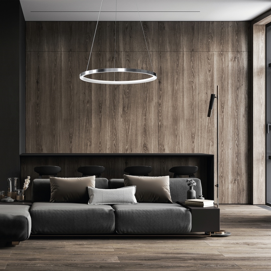 Lampadario LED a sospensione con filo HOOP LED/27W/230V diametro 50 cm 4000K cromo lucido