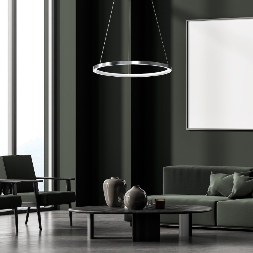 Lampadario LED a sospensione con filo HOOP LED/27W/230V diametro 50 cm 4000K cromo lucido