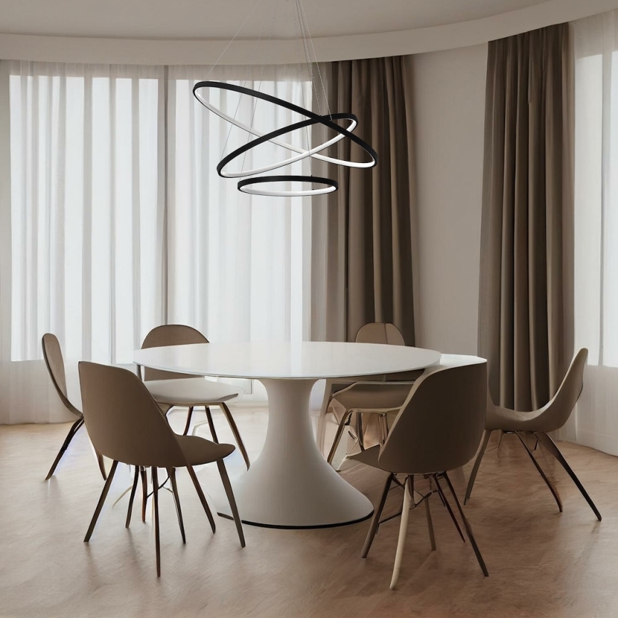 Lampadario LED a sospensione con filo HOOP LED/93W/230V diametro 60 cm 4000K nero