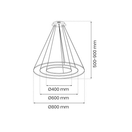 Lampadario LED a sospensione con filo HOOP LED/93W/230V diametro 60 cm 4000K nero