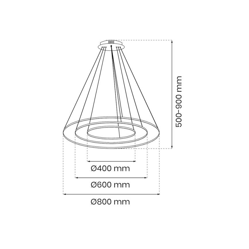 Lampadario LED a sospensione con filo HOOP LED/93W/230V diametro 60 cm 4000K nero